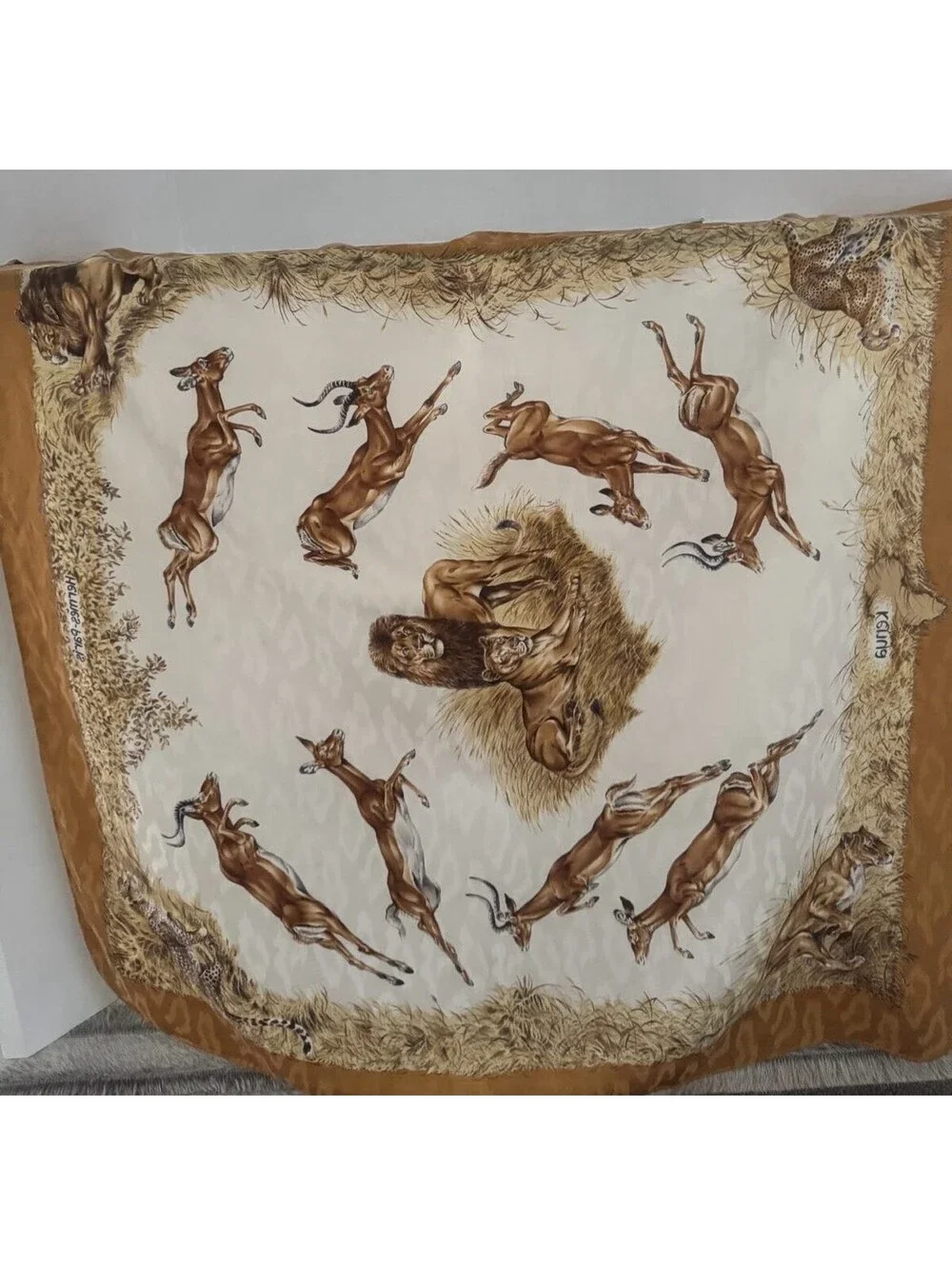 Hermès “Kenya” Carré 90 Jacquard Silk Scarf – Robert Dallet Wildlife Design